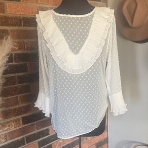 Mazik White Ruffled Blouse‎